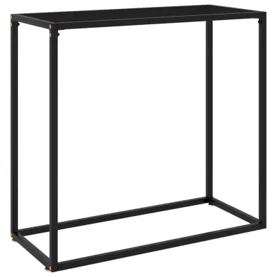 vidaXL Konzolna mizica črna 80x35x75 cm kaljeno steklo