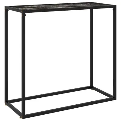 vidaXL Konzolna mizica črna 80x35x75 cm kaljeno steklo