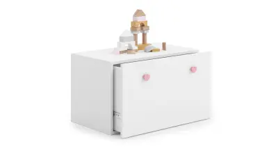 Skrinja za igrače Inga bela - roza ročaji