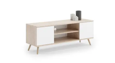 TV omarica Focus, skandinavski stil, zlati craft hrast - bela