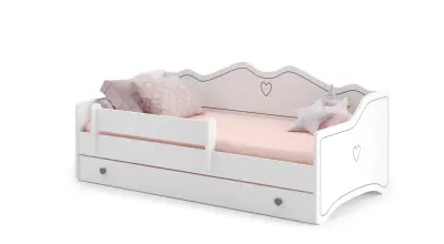 Emma - enojna postelja 160x80 v kompletu s predalom, ograjo in vzmetnico