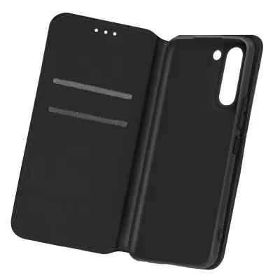 Etui za Samsung S21 Plus, držalo za kartico in video, magnetni preklop - crn