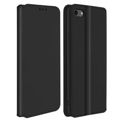 Ovitek za iPhone SE 2022, 2020 in iPhone 8, držalo za kartice 7 in držalo za video, magnetni preklop - crn