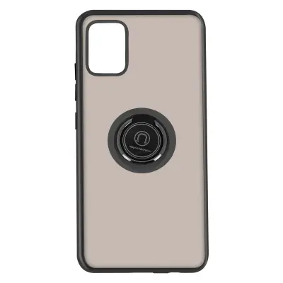 Ovitek za prstan za Galaxy A51 - matirano hrbtišce proti prstnim odtisom, združljivo z magnetnim stojalom - crna