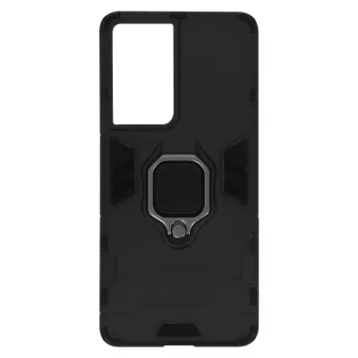 Ovitek Ultra Shockproof za Samsung Galaxy S21 z držalom za prstan, kolekcija prstanov - crn