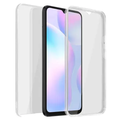 Xiaomi Redmi 9A Integral 360° etui: mehka sprednja stran in trda zadnja stran - prozorna