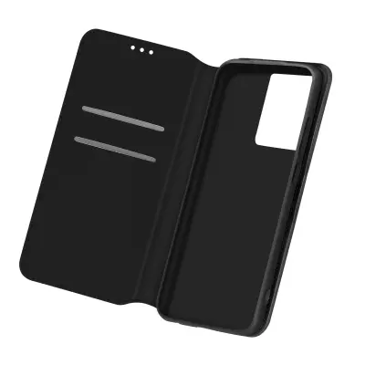 Ovitek za Samsung Galaxy S21 Ultra, držalo za kartico in video, magnetni zavihek - crn