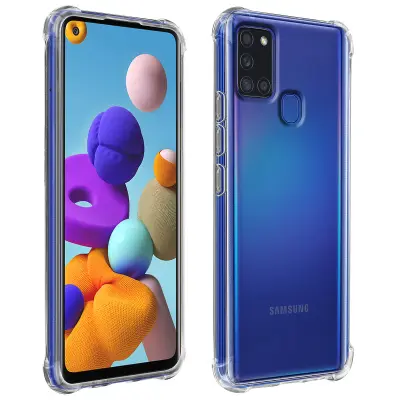 Silikonski ovitek za Samsung Galaxy A21s, odporen proti udarcem, z ojacanimi vogali - prozoren