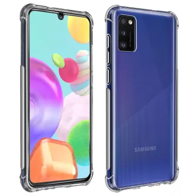Samsung Galaxy A41 Premium Protection Pack: mehka torbica iz kaljenega stekla, odporna na udarce - prozorna