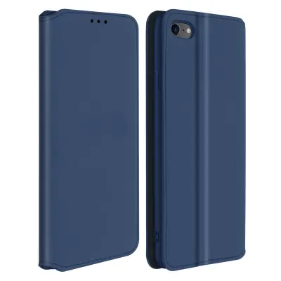 Ovitek za iPhone SE 2022, 2020 in iPhone 8, držalo za kartice 7 in držalo za video, magnetni zavihek - polnocno modra