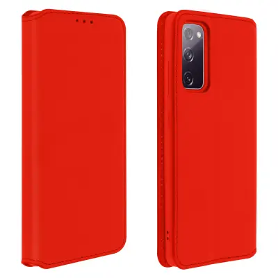 Ovitek za Samsung Galaxy S20 FE, držalo za kartice in video, magnetni preklop - rdec