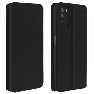 Ovitek za Xiaomi Poco M3, držalo za kartice in stojalo za video, magnetni preklop - crn