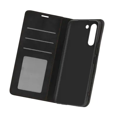 Ovitek mehak na dotik za Samsung Galaxy S21, denarnica in stojalo Folio, zbirka Forwenw - crna