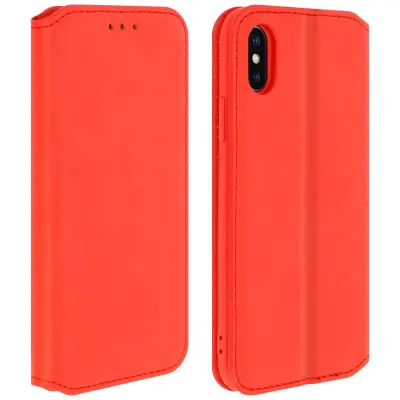 Ovitek za Apple iPhone X / XS, držalo za kartice in stojalo za video, magnetni preklop - rdec