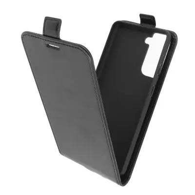 Držalo za kartice z navpicno preklopno torbico za Samsung Galaxy S21, gladek ucinek - crna