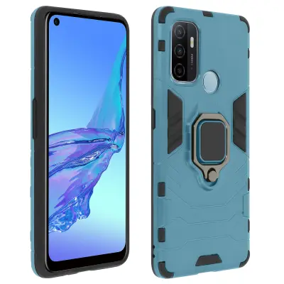 Ovitek Oppo A53 / A53s, odporen proti udarcem, z držalom za prstane, zbirka prstanov - modra