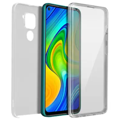 Xiaomi Redmi Note 9 Integral 360° etui: mehka sprednja stran in trda zadnja stran - prozorna