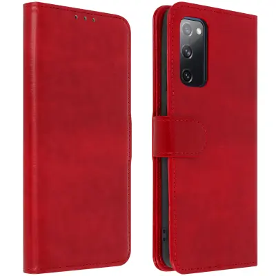 Etui za Samsung S20 FE, držalo za kartice in stojalo za video, serija Vintage - rdeca