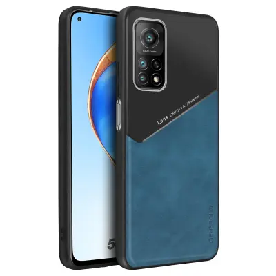 Xiaomi Mi 10T / 10T Pro hrbtna silikonska usnjena torbica, združljiva z magnetnim stojalom - modra