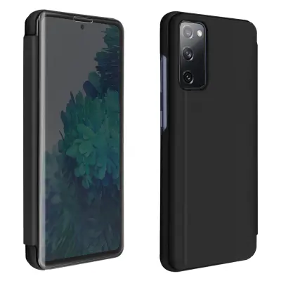Izjemno tanek zrcalni preklopni ovitek s funkcijo stojala za Samsung Galaxy S20 FE - crn