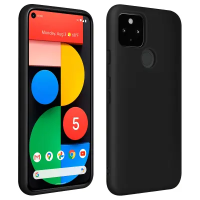Poltrdi silikonski ovitek za Google Pixel 5 z mehkim zakljuckom na dotik - crn