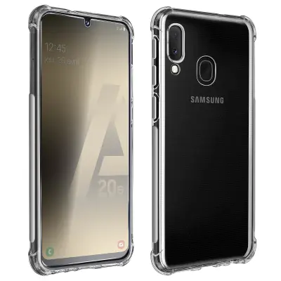 Samsung Galaxy A20e Premium 360° Protection Pack: mehka torbica iz ukrivljenega kaljenega stekla, odporna proti udarcem - prozorna
