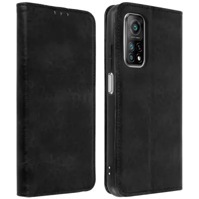 Xiaomi Mi 10T / 10T Pro usnjena torbica, držalo za kartice in stojalo za video - crna