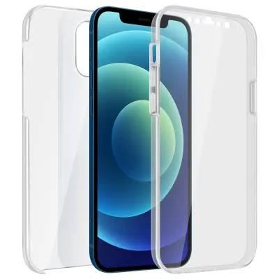 Ovitek za iPhone 12 Mini Integral 360°: mehka sprednja stran in trda zadnja stran - prozorna