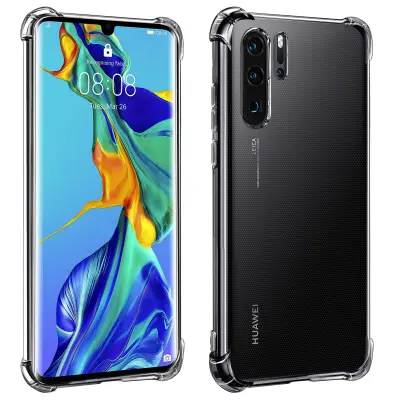 Ovitek iz mehkega silikona za Huawei P30 Pro z ojacanimi vogali, odporen proti udarcem - prozoren