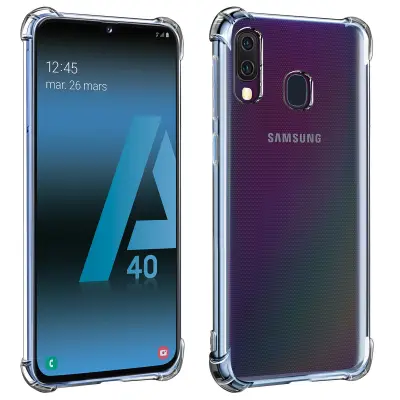 Ovitek iz mehkega silikona za Samsung Galaxy A40 z ojacanimi vogali, odporen proti udarcem - prozoren