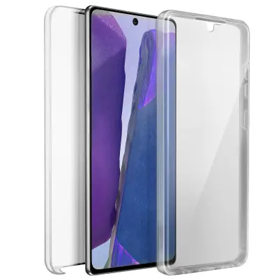 360° integrirana torbica za Samsung Note 20: mehka sprednja stran in trda zadnja stran - prozorna