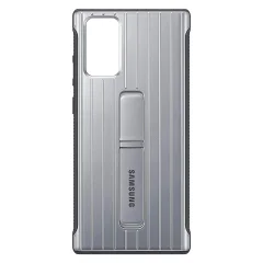 Originalno ohišje Samsung Galaxy Note 20 z rebrastim zakljuckom in stojalom, zašcitni stojeci pokrov - srebrna