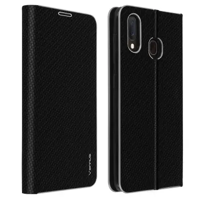 Ovitek za Samsung Galaxy A20e z držalom za kartico in funkcijo stojala, Carbon Effect - crn
