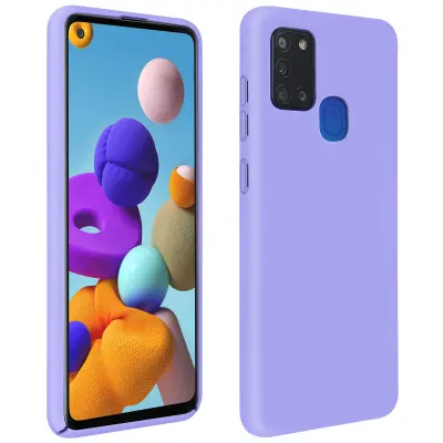 Ovitek za Samsung A21s iz poltrdnega silikona z mehkim zakljuckom na dotik - vijolicen