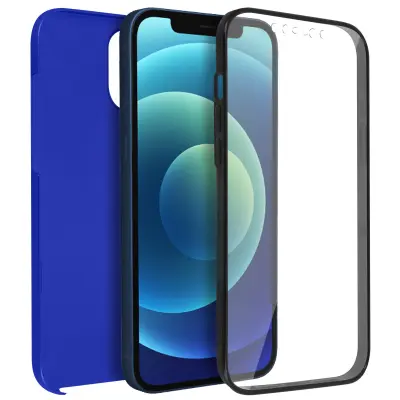 Apple iPhone 12 / 12 Pro Integral 360° Case: mehka sprednja stran in trda zadnja stran - modra
