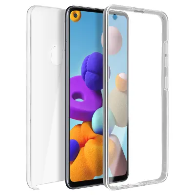 Integral 360° ovitek za Samsung Galaxy A21s: mehka sprednja stran in trda zadnja stran - prozorna