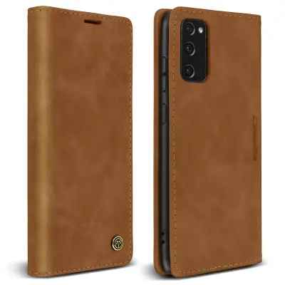 Vintage preklopna torbica, denarnica in stojalo za Samsung Galaxy S20 FE - Camel