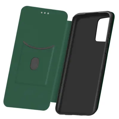 Karbonska preklopna torbica za Samsung Galaxy A52, A52 5G in A52s, funkcija podpore za zapestni trak - zelena