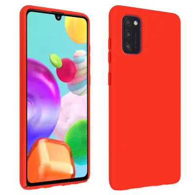 Ovitek za Samsung Galaxy A41 iz poltrdnega silikona z mehkim zakljuckom na dotik - rdec