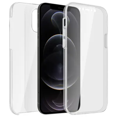 360° integriran ovitek za iPhone 12 Pro Max: mehka sprednja stran in trda zadnja stran - prozorna