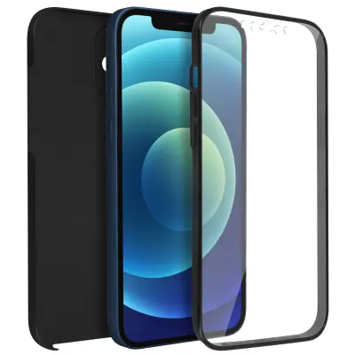 Apple iPhone 12 Mini Integral 360° etui: mehka sprednja stran in trda zadnja stran - crna