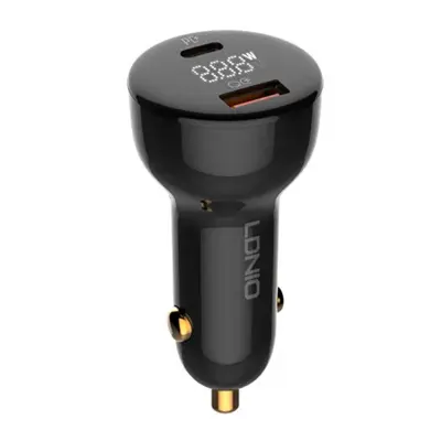 Avtopolnilec LDNIO C101, USB + USB-C, 100 W + USB-C na kabel Lightning (črn)