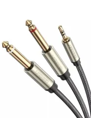 Kabel TRS UGREEN AV126 3,5 mm do 2x TS - 1m (siv)
