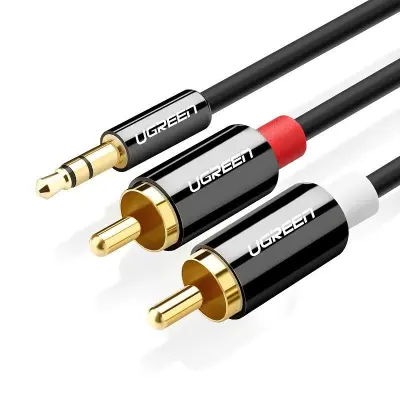 UGREEN AV116 3,5 mm priključek na 2RCA (činč) kabel 3 m (črn)