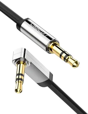 UGREEN mini jack 3,5 mm AUX ploščati kolenski kabel 1 m (črn)