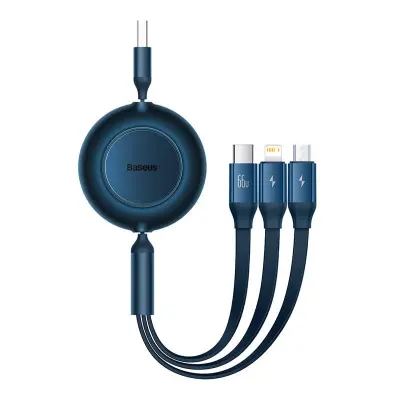Baseus Bright Mirror 3, USB 3-v-1 kabel za mikro USB / USB-C / Lightning 66W / 2A 1,1 m (moder)