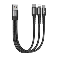 USB kabel Joyroom S-01530G11 3v1 2x USB-C / Lightning 3.5A 0.15m (črn)