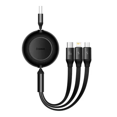 Baseus Bright Mirror 3, USB 3-v-1 kabel za mikro USB / USB-C / Lightning 66W / 2A 1,1 m (črn)