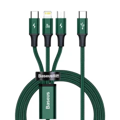 Baseus Rapid Series 3-v-1 kabel USB-C za M+L+T 20W 1,5 m (zelen)