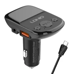 LDNIO Bluetooth C706Q, 2USB, AUX oddajnik FM + kabel USB-C